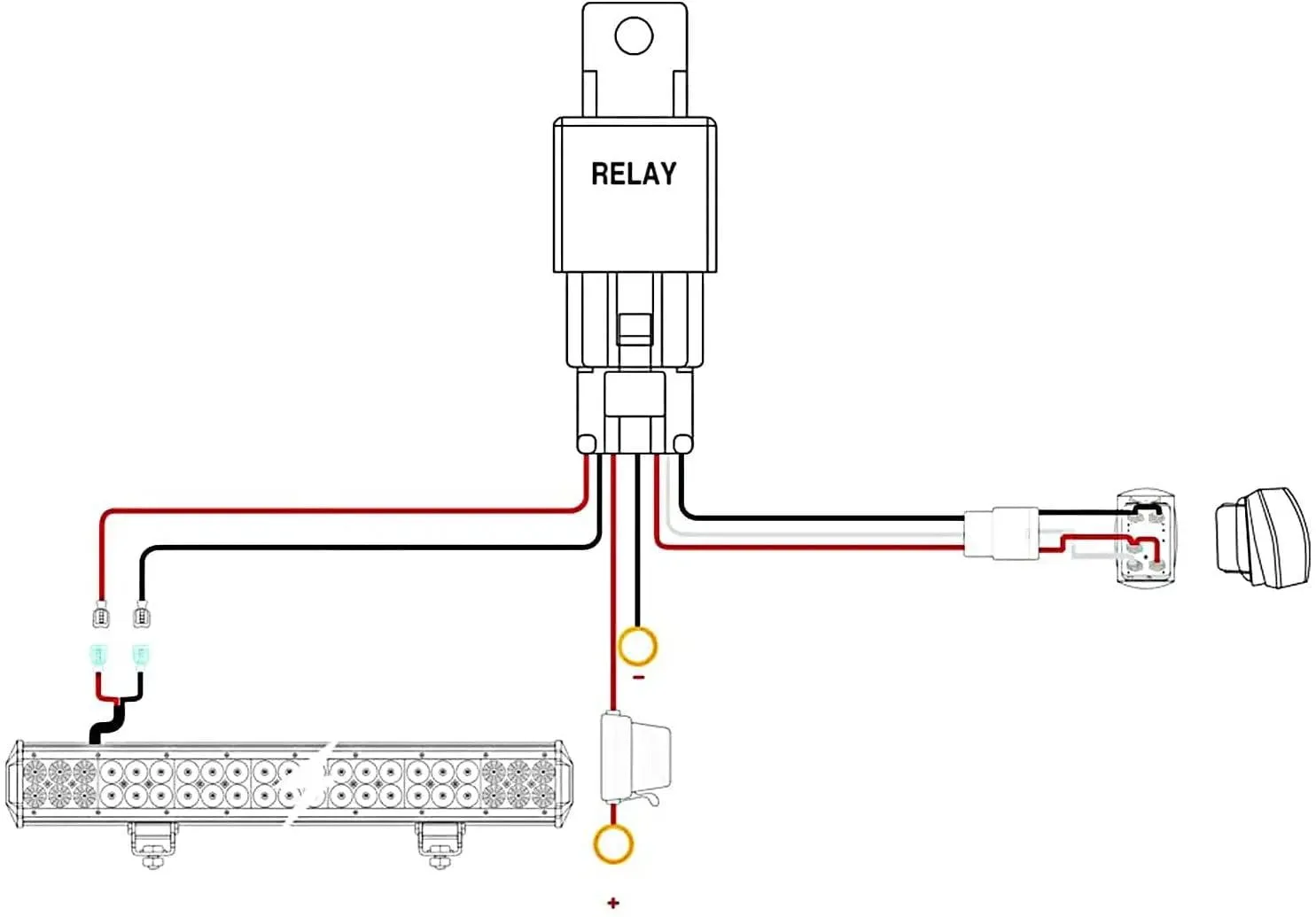 14AWG Wire Harness Kit 1 Lead W/ 12V 5Pin Switch | 3 Fuses | 2 Spade Connectors