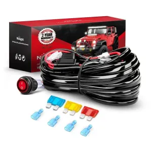 14AWG Wire Harness Kit 2 Leads W/ 12V 3Pin Switch | 3 Fuses | 4 Spade Connectors