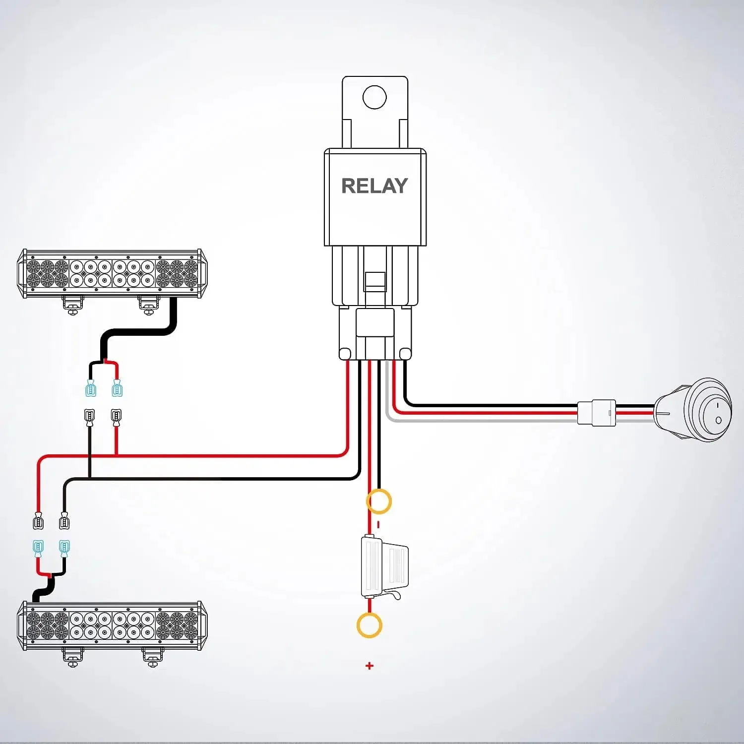 16AWG Wire Harness Aluminium Kit 2 Leads W/ 12V 3Pin Switch | 3 Fuses | 4 Spade Connectors