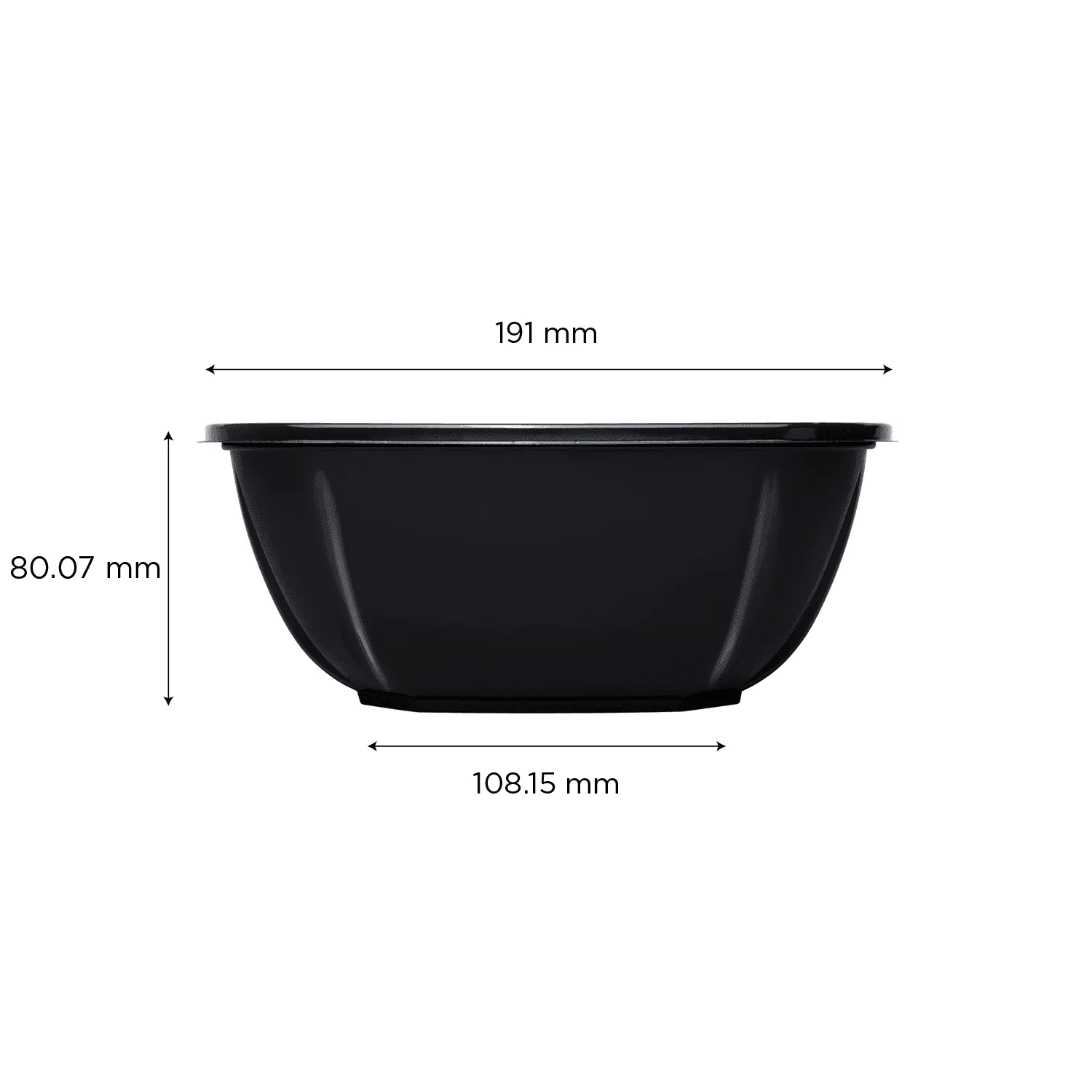 [300 ct] 48 oz Square Disposable Salad Bowl Lids | PET | Black