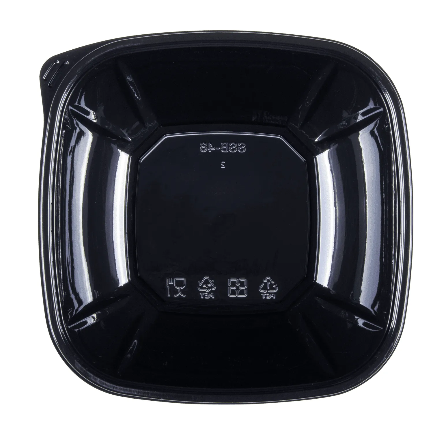 [300 ct] 48 oz Square Disposable Salad Bowl Lids | PET | Black