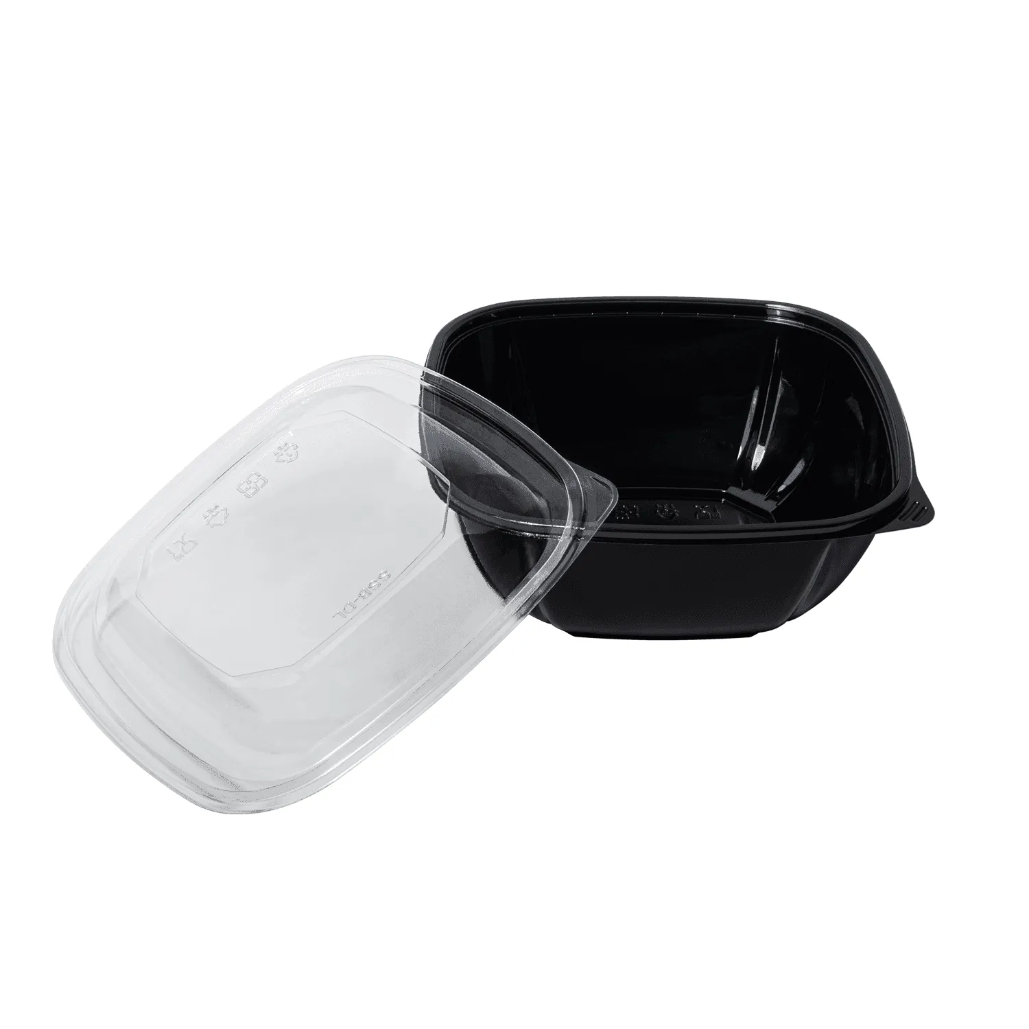 [300 ct] 48 oz Square Disposable Salad Bowl Lids | PET | Black