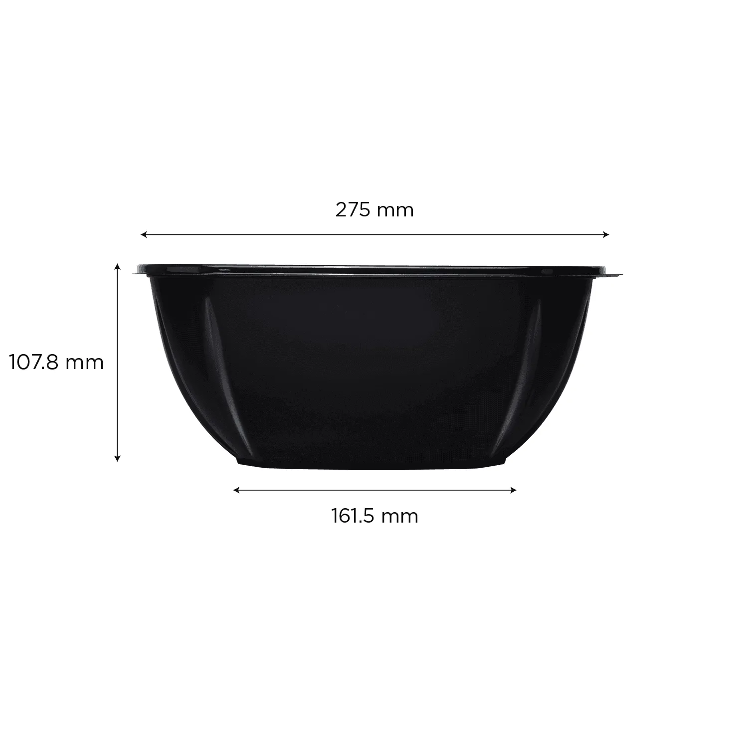 [50 ct] 160 oz Square Disposable Salad Bowls | PET | Black