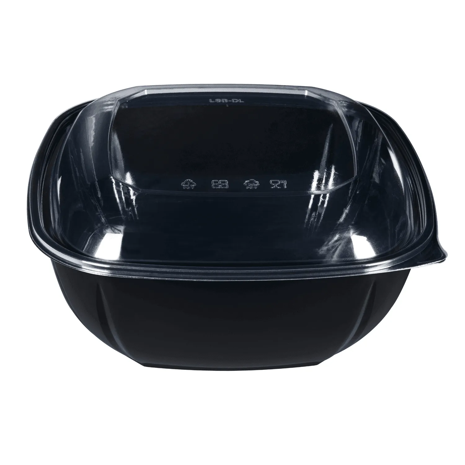 [50 ct] 160 oz Square Disposable Salad Bowls | PET | Black