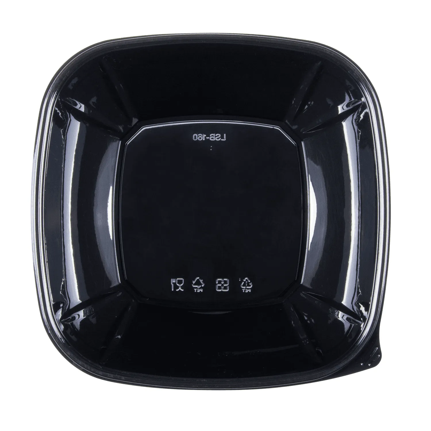 [50 ct] 160 oz Square Disposable Salad Bowls | PET | Black