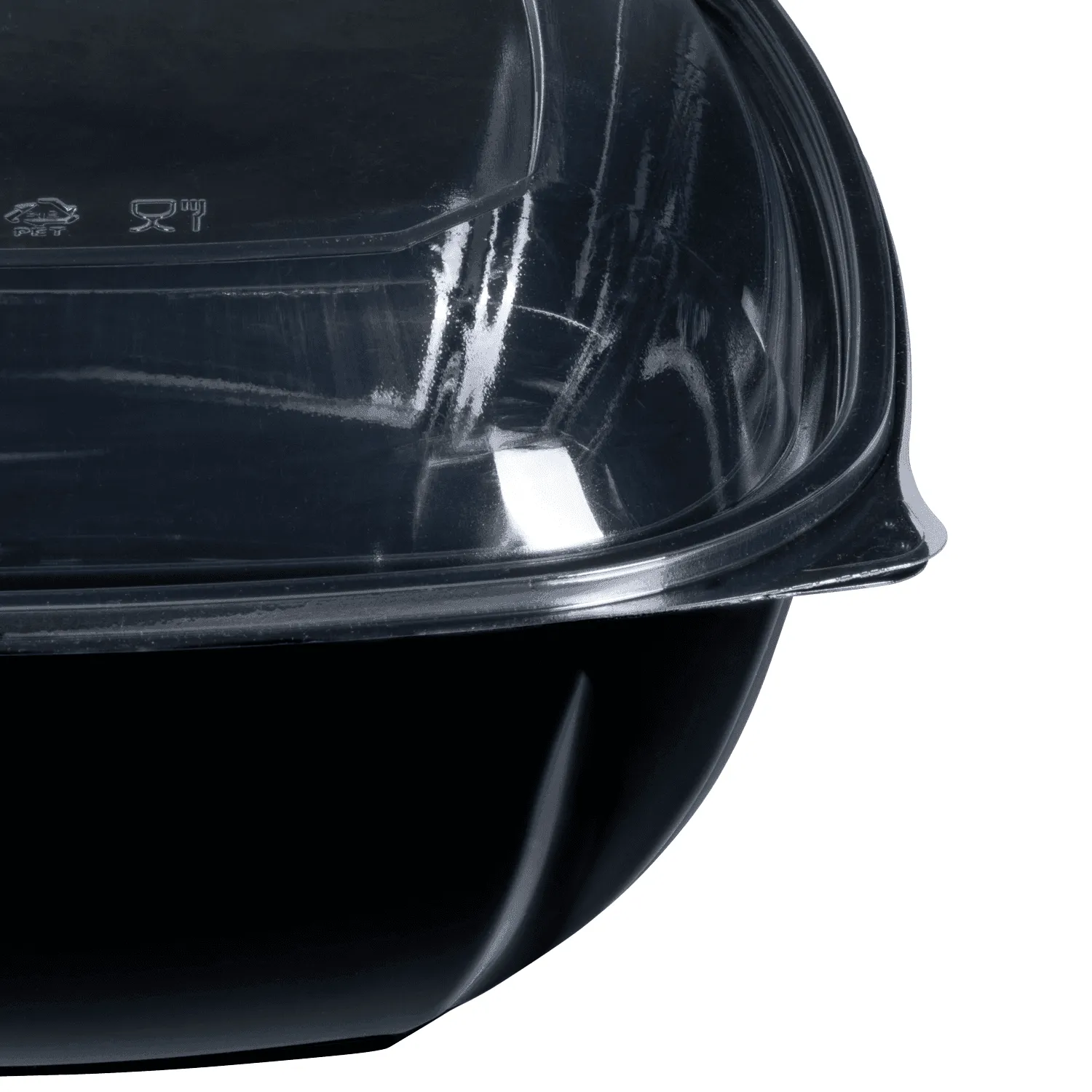 [50 ct] 160 oz Square Disposable Salad Bowls | PET | Black