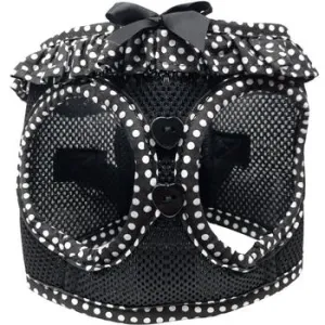 American River Choke-Free Dog Harness - Black & White Polka Dot