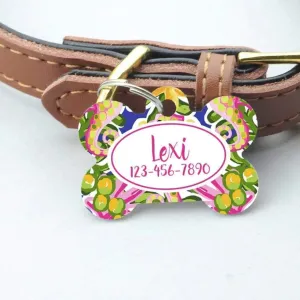 Colorful Tropical Custom Pet ID Tag for Dog Collar