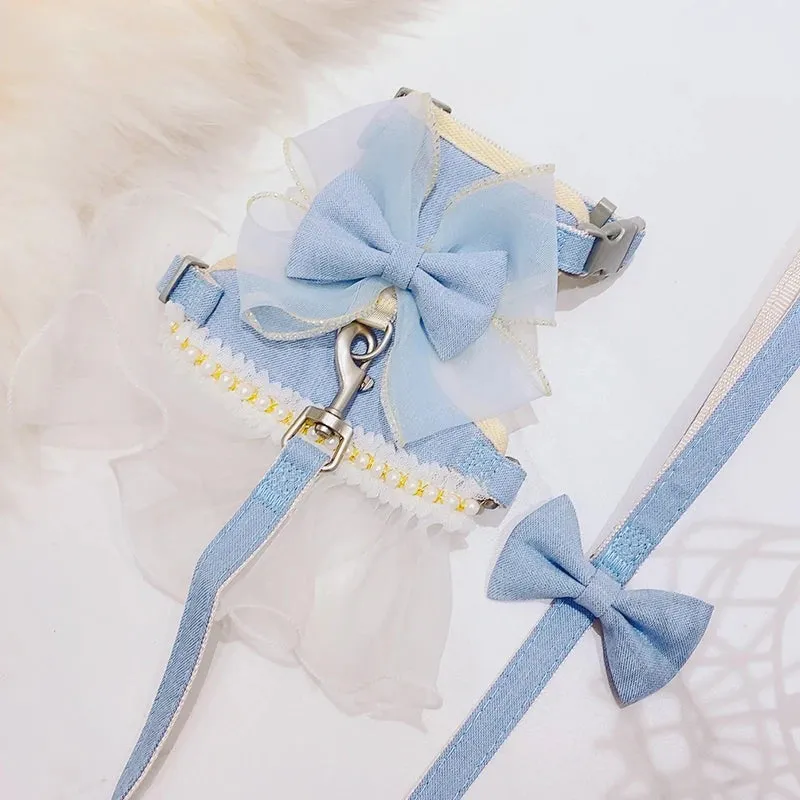 DIVA Pet - Bow Dog/Cat Harness With Leash Set