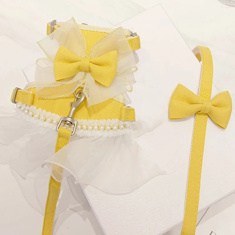DIVA Pet - Bow Dog/Cat Harness With Leash Set