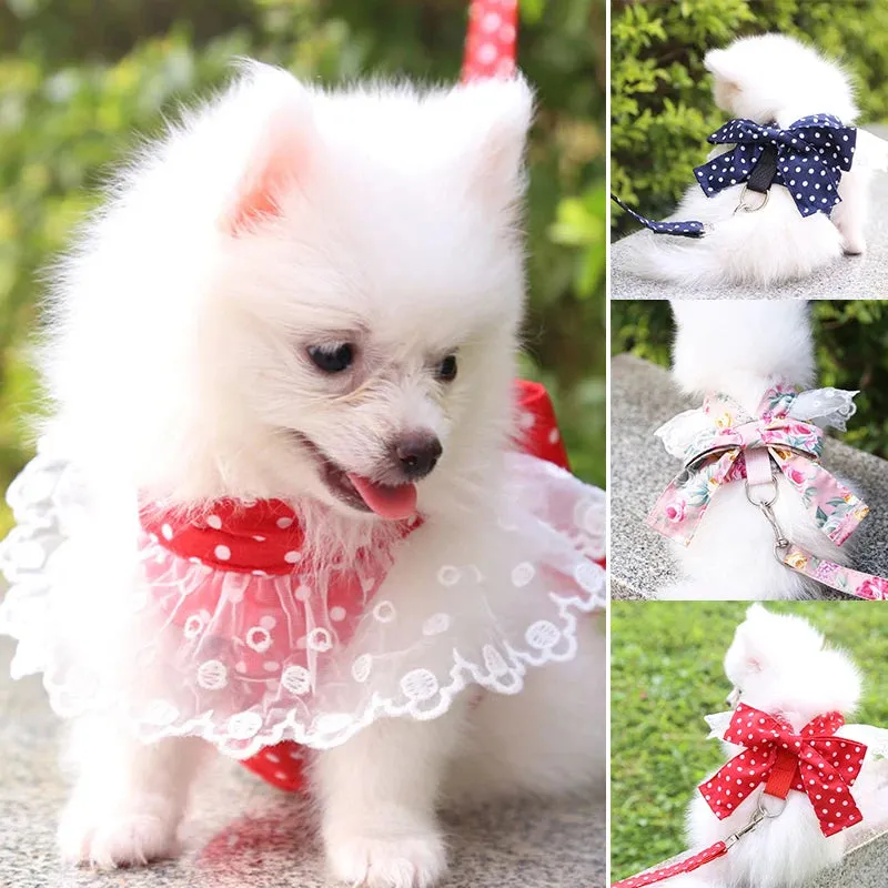 DIVA Pet -  Fun Print Bow Harness And Leash Set