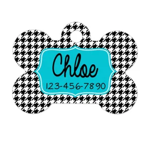 dog name tag - dog id tag -  Houndstooth personalized dog tag - Turquoise Dog Tag - dog name tags - custom dog tag