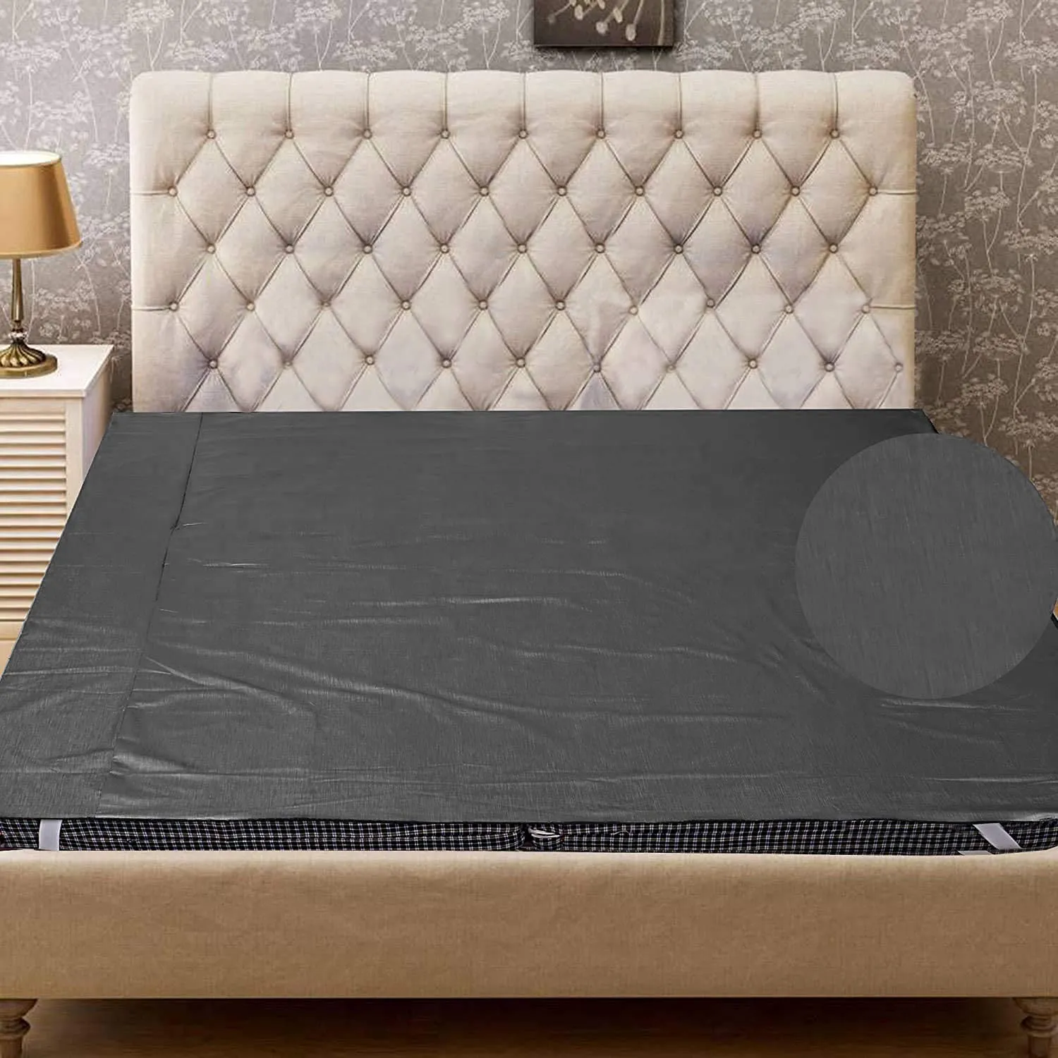 Heart Home PVC Waterproof and Dust Proof Double Bed Mattress Protector, Non-Toxic Bed Protector, Mattresses Cover, 78"x72" Inch (Grey)-HS_38_HEARTH21753, Full