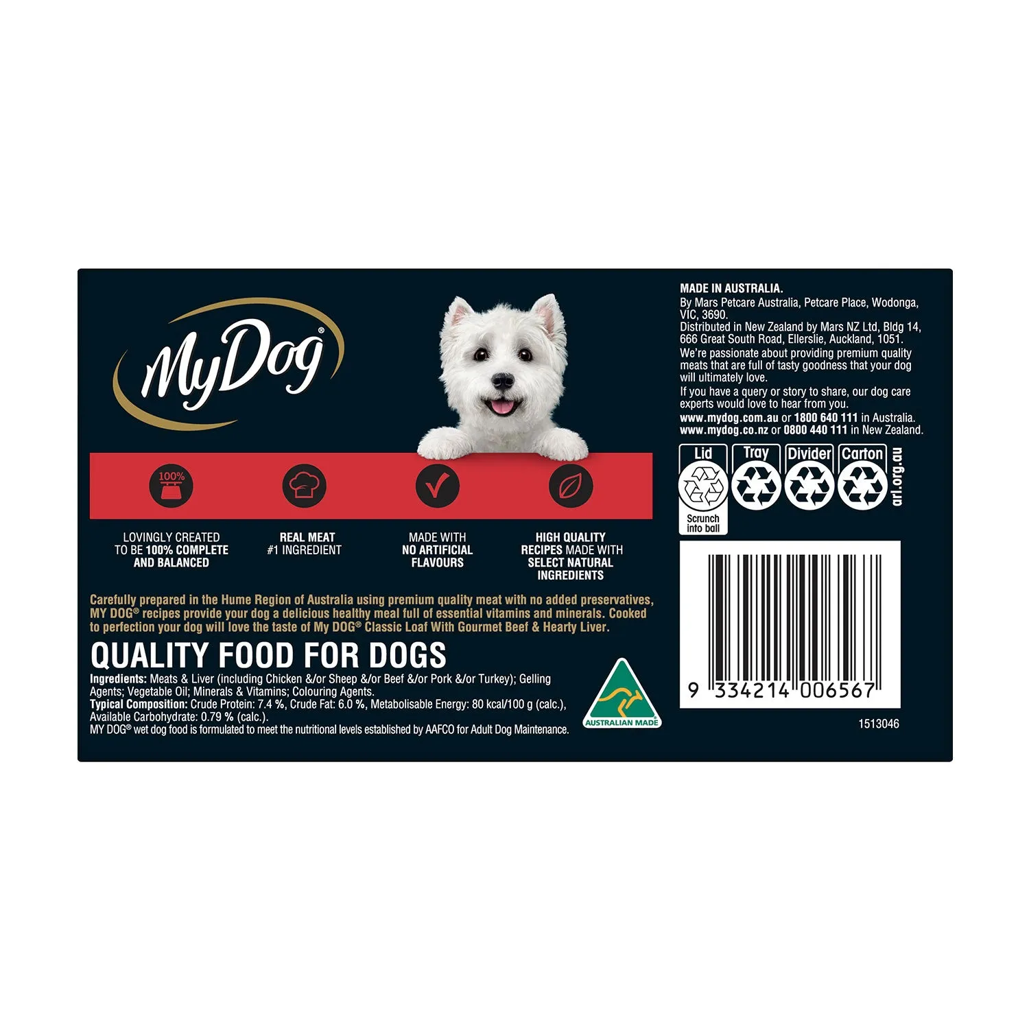 MY DOG Classic Loaf with Gourmet Beef & Hearty Liver Adult Wet Dog Food