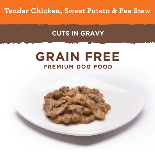 Nutro Adult Natural Grain Free Wet Dog Food Cuts in Gravy Tender Chicken, Sweet Potato & Pea Stew, 3.5-oz Case of 24