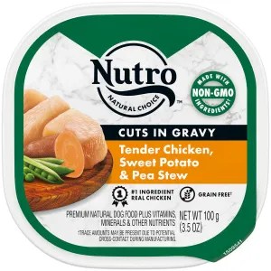 Nutro Adult Natural Grain Free Wet Dog Food Cuts in Gravy Tender Chicken, Sweet Potato & Pea Stew, 3.5-oz Case of 24