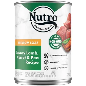 Nutro Premium Loaf Adult Natural Wet Dog Food Savory Lamb, Carrot & Pea Recipe, 12.5-oz Case of 12