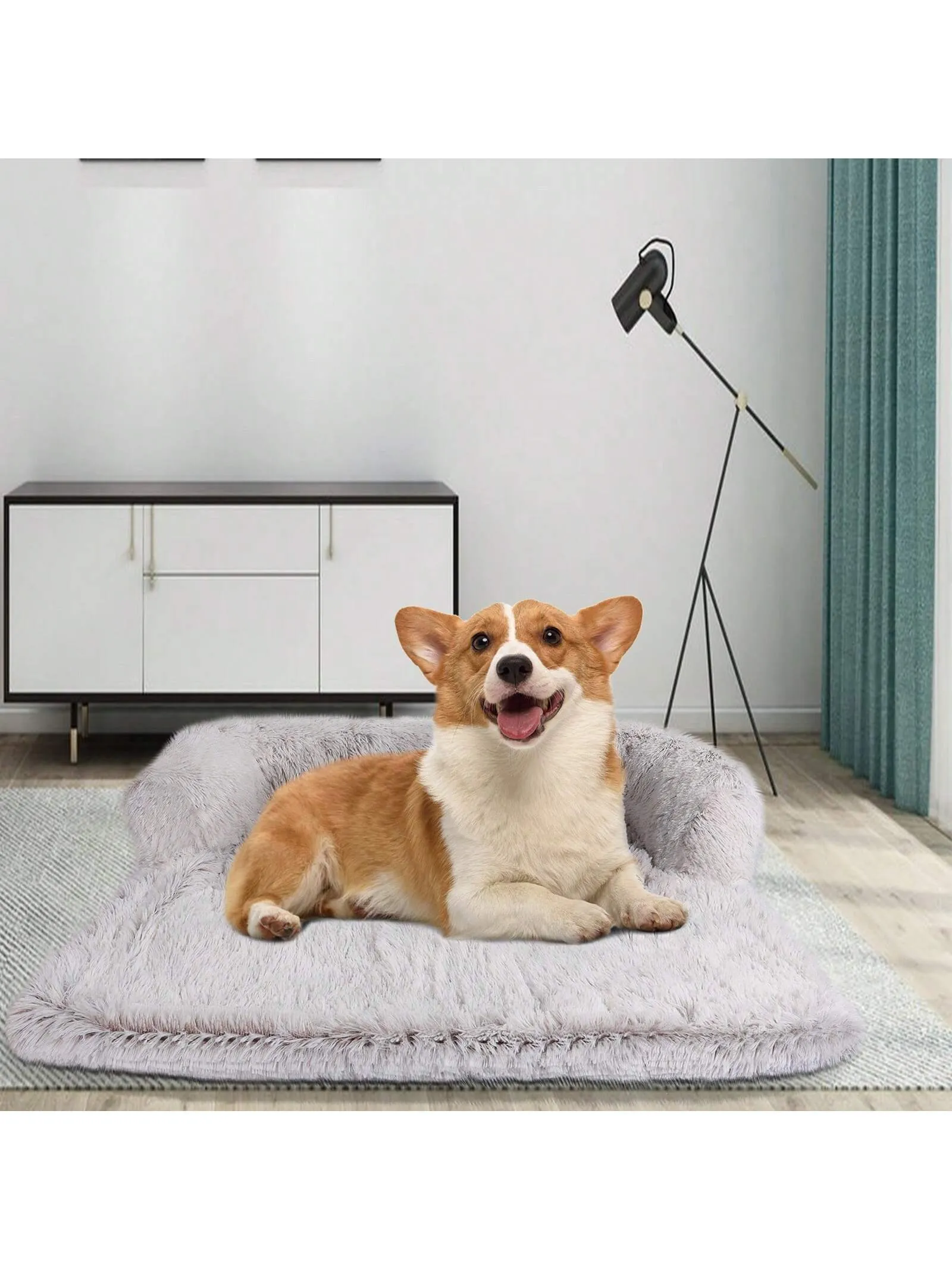 Pet Dog House Bed With Fluffy Plush Sofa Sleeping Mat