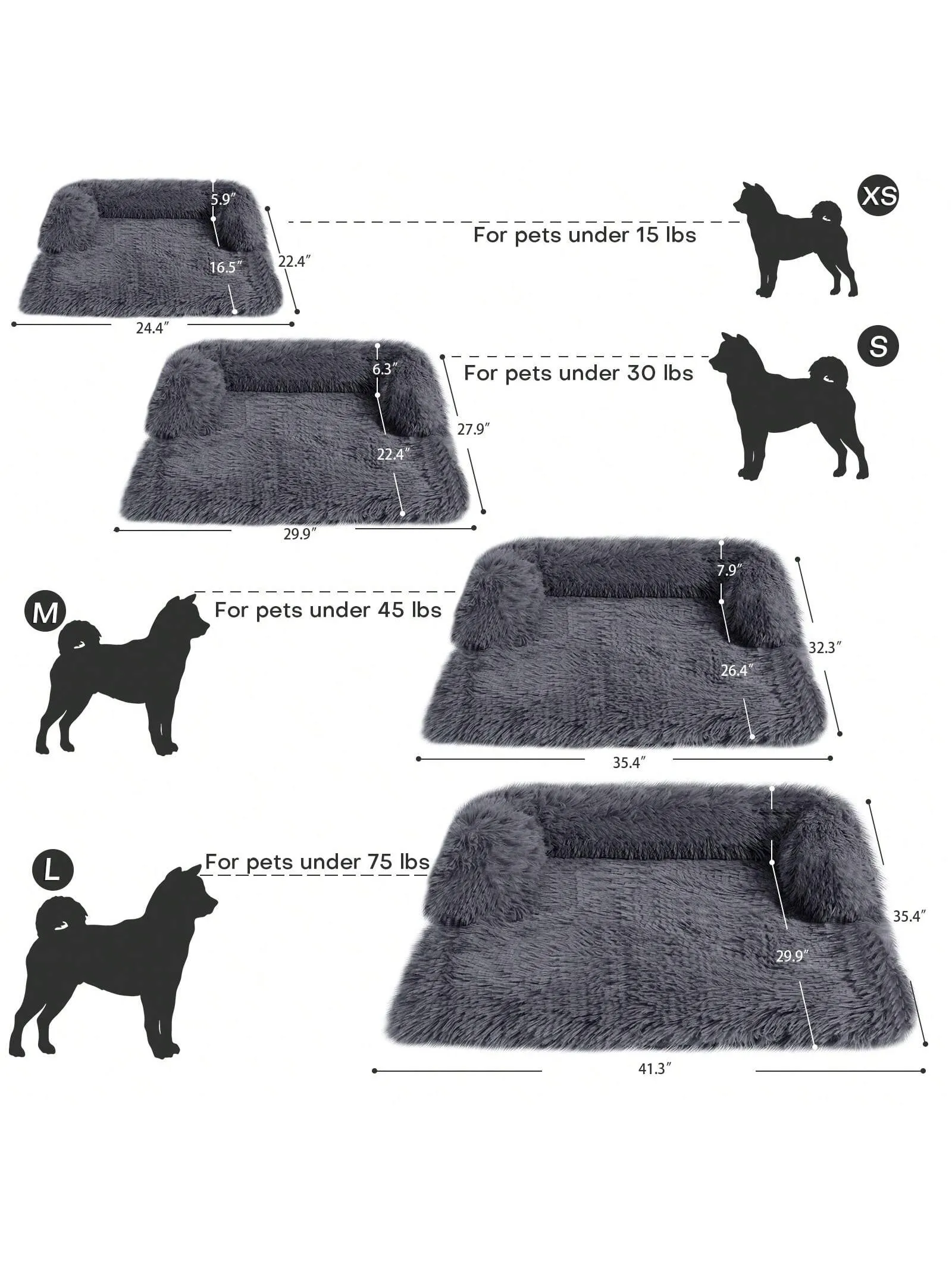 Pet Dog House Bed With Fluffy Plush Sofa Sleeping Mat