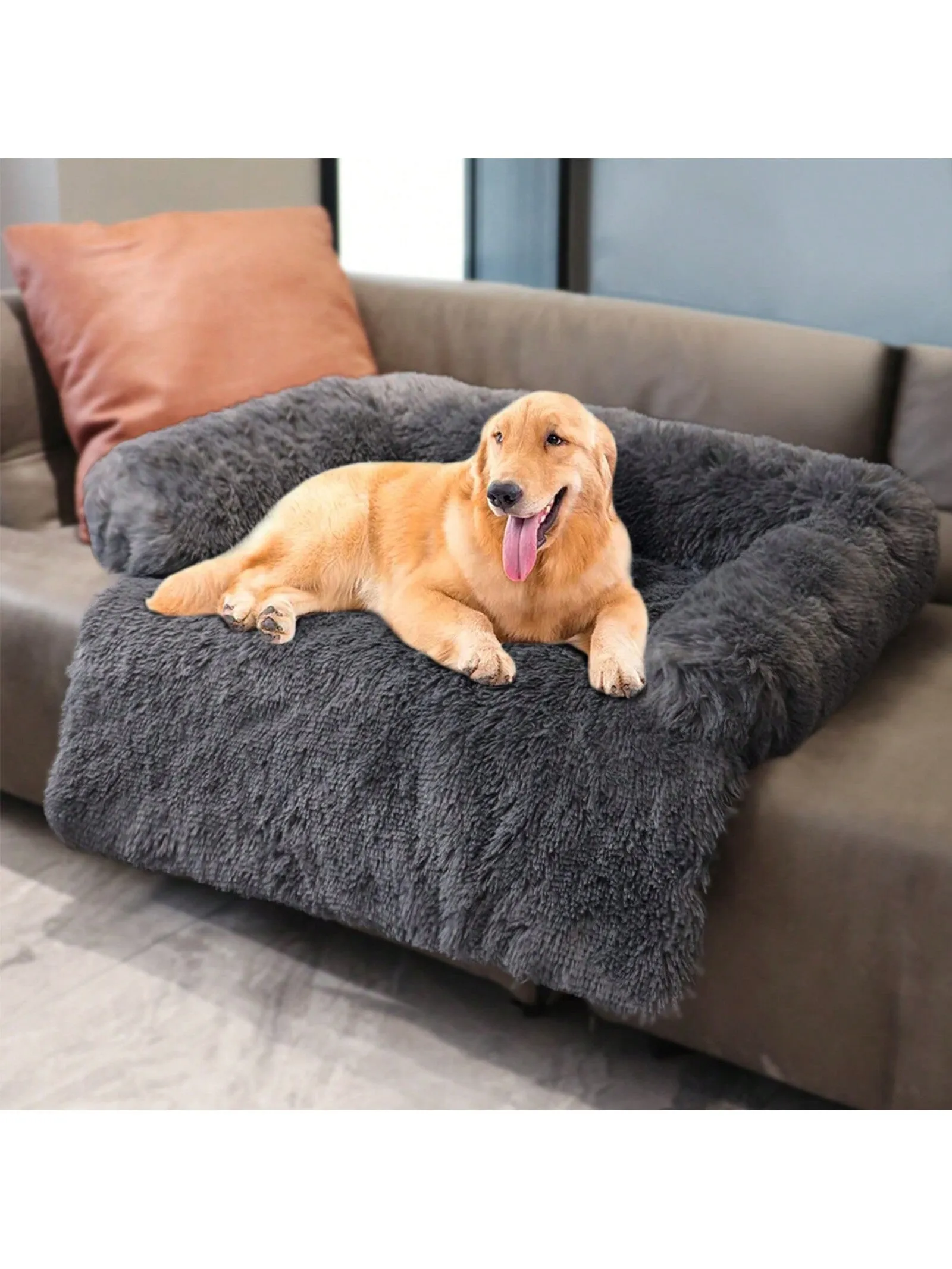 Pet Dog House Bed With Fluffy Plush Sofa Sleeping Mat