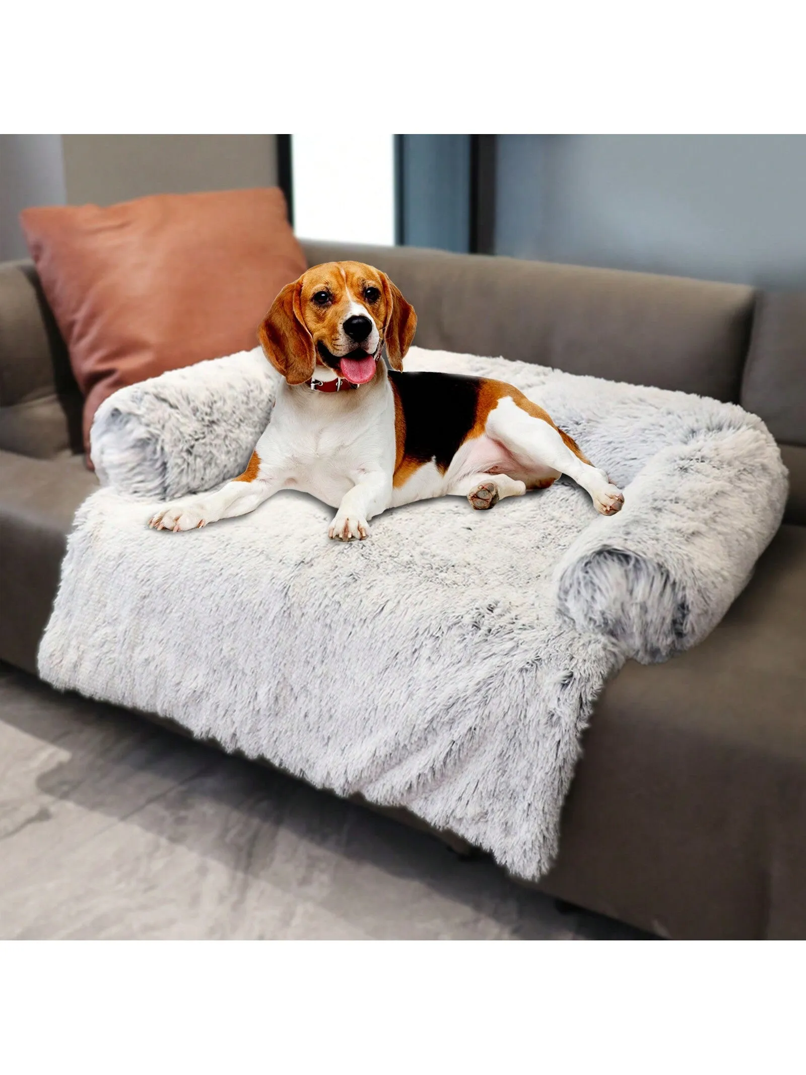 Pet Dog House Bed With Fluffy Plush Sofa Sleeping Mat