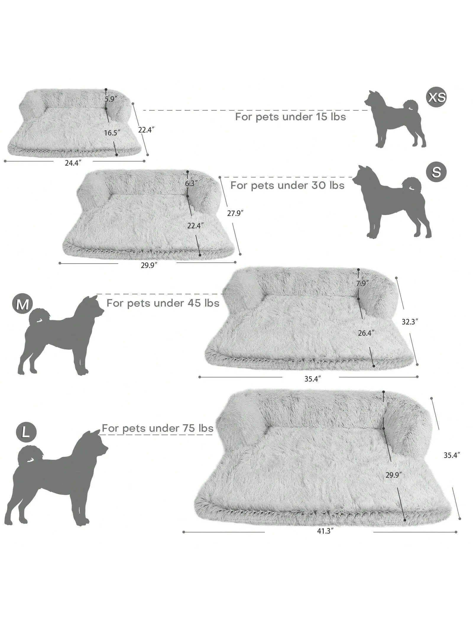 Pet Dog House Bed With Fluffy Plush Sofa Sleeping Mat