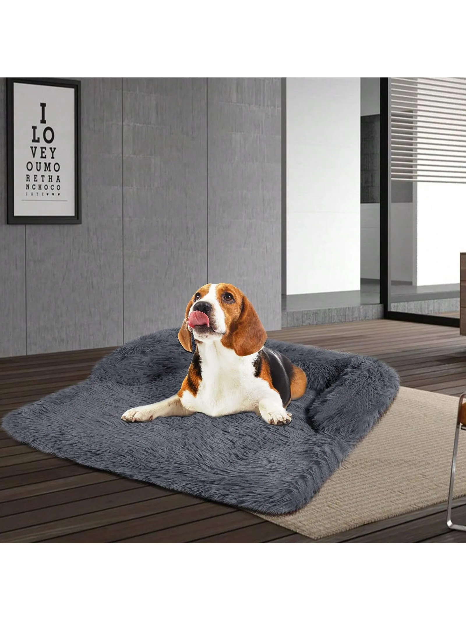 Pet Dog House Bed With Fluffy Plush Sofa Sleeping Mat