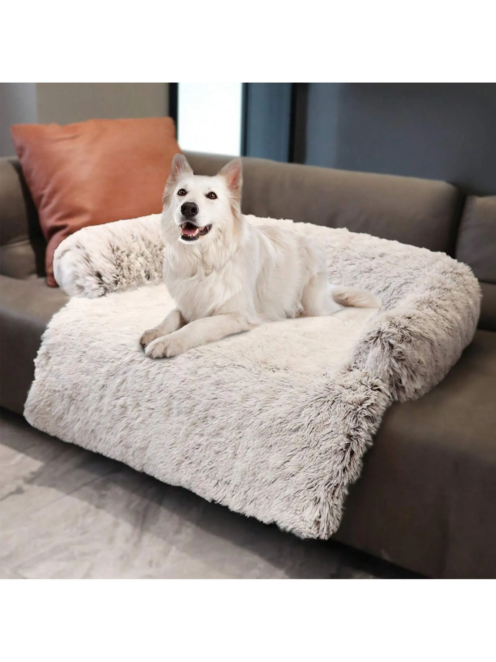 Pet Dog House Bed With Fluffy Plush Sofa Sleeping Mat