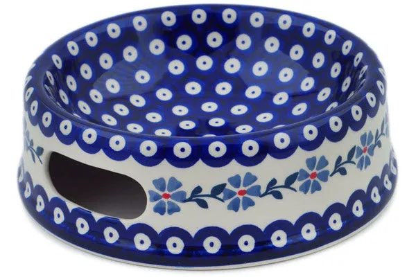 Polish Pottery 8" Pet Bowl Peacock Forget-Me-Not