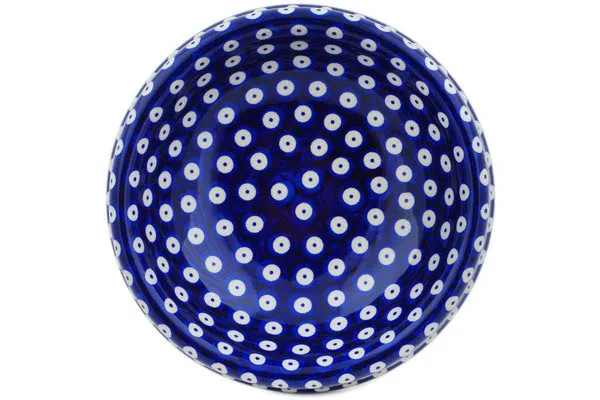 Polish Pottery 8" Pet Bowl Peacock Forget-Me-Not