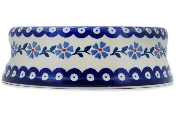 Polish Pottery 8" Pet Bowl Peacock Forget-Me-Not