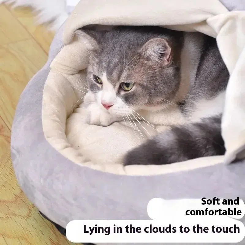 Warm Hooded Cat Nest Semi-closed Curtain Nest Winter