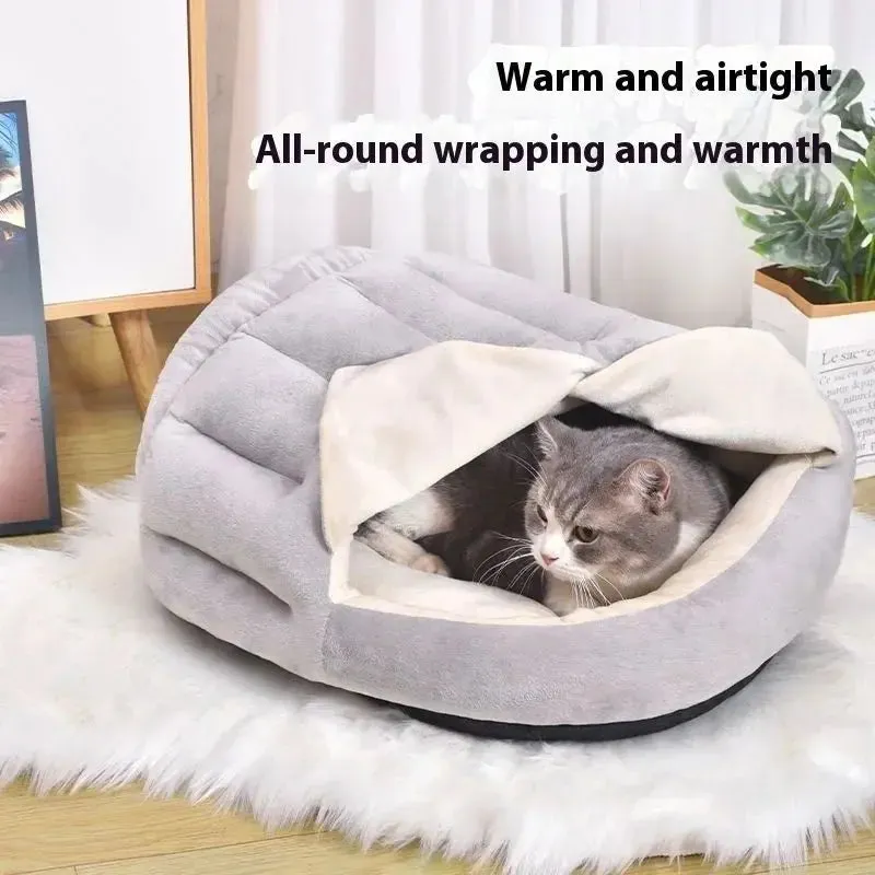 Warm Hooded Cat Nest Semi-closed Curtain Nest Winter